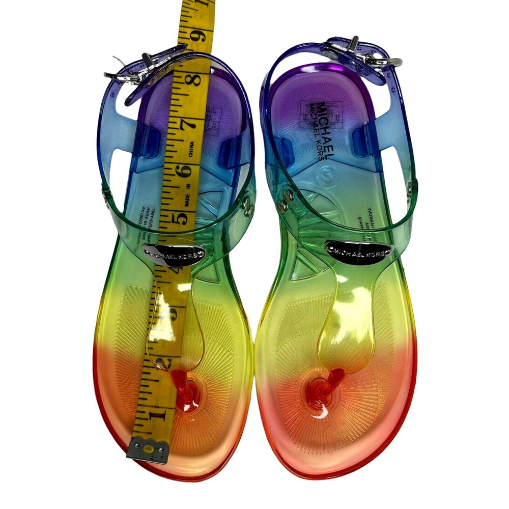 Michael Kors Youth‎ Girls Harmony Flat Thong Sandals Size 2 Multicolor Rainbow - Picture 9 of 10